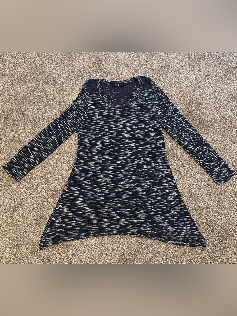 B.L.E.U. Deep Navy Crochet Lace Shell Top